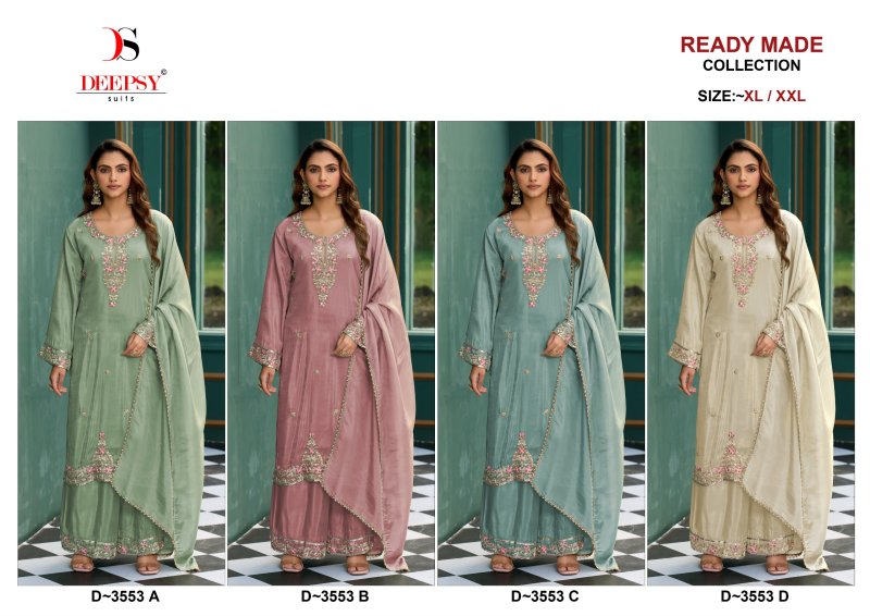 D 3553 A To D By Deepsy Viscose Tissue Silk Readymade Salwar Suits 